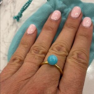 Tiffany & Co. Blue and Gold Ring with Turquoise Stone
